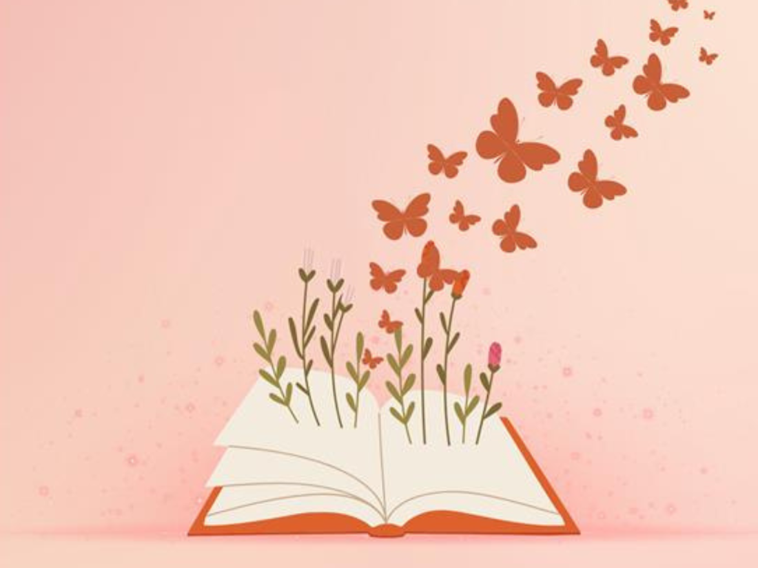 imagen de un libro abierto con mariposas que salen del interior